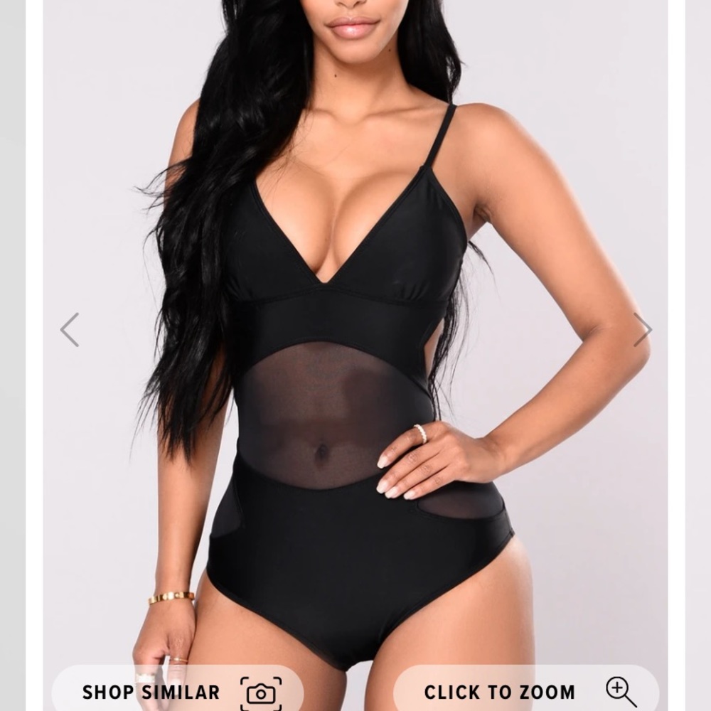 NWT BLACK STRAPPY MESH CUT OUT BACKLESS BODYSUIT - Picture 2 of 7